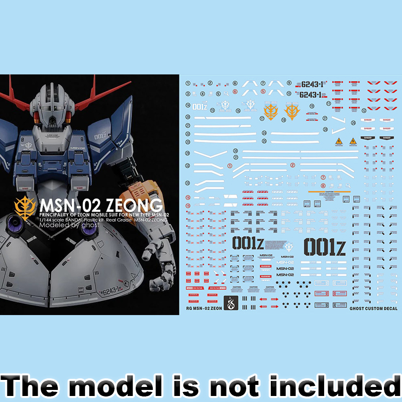 Model Kit Water Decal - สติ๊กเกอร์ตกแต่งโมเดลสำหรับ RG 1/144 MSN-02 ZEONG ชุดโมเดล