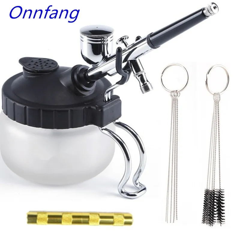 Airbrush Compressor Kit - ทำความสะอาดAirbrushหม้อStabilizerผู้ถือขวดสีStationแก้วJarขวดกรองFrostedคอมเพรสเซอร์อุปกรณ์เสริมชุดA-C