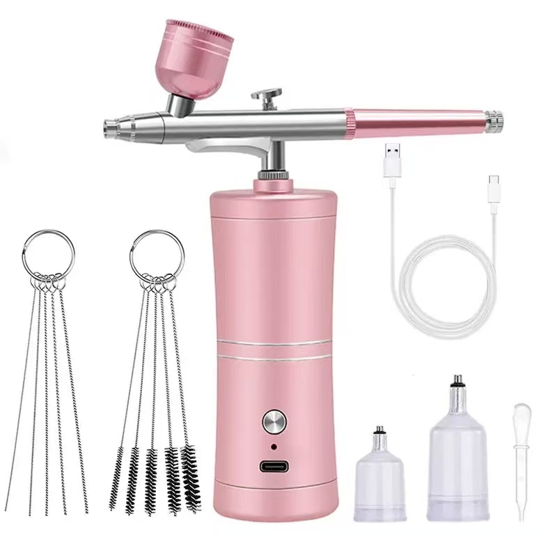 Airbrush Compressor Kit - ชุดแอร์บรัชพร้อมคอมเพรสเซอร์ - แรงดันสูง 48PSI ชุดแอร์บรัชแบบไม่อุดตัน ชาร์จไร้สายได้