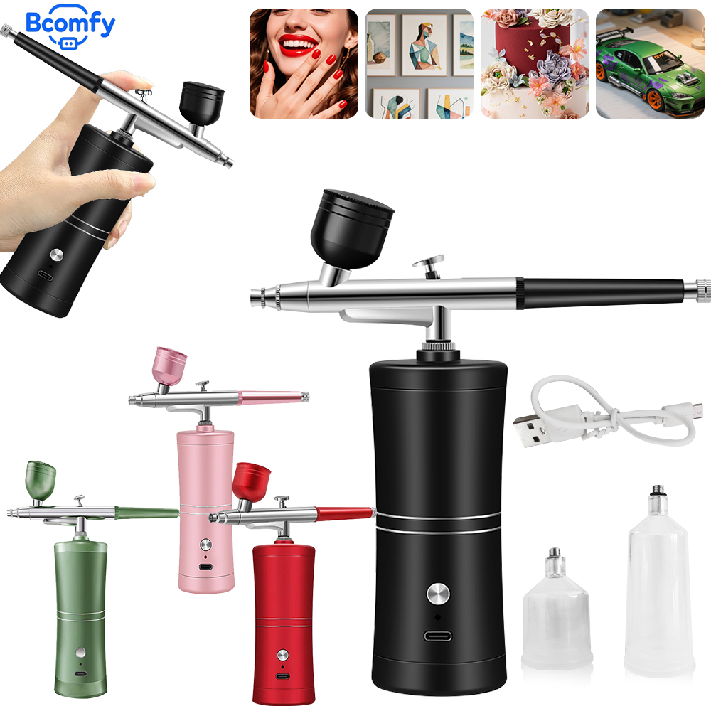 Airbrush Compressor Kit - Airbrush เล็บคอมเพรสเซอร์ไร้สายแบบพกพา Airbrush เล็บสําหรับเล็บเค้กจิตรกรรม CRAFT Sprayer