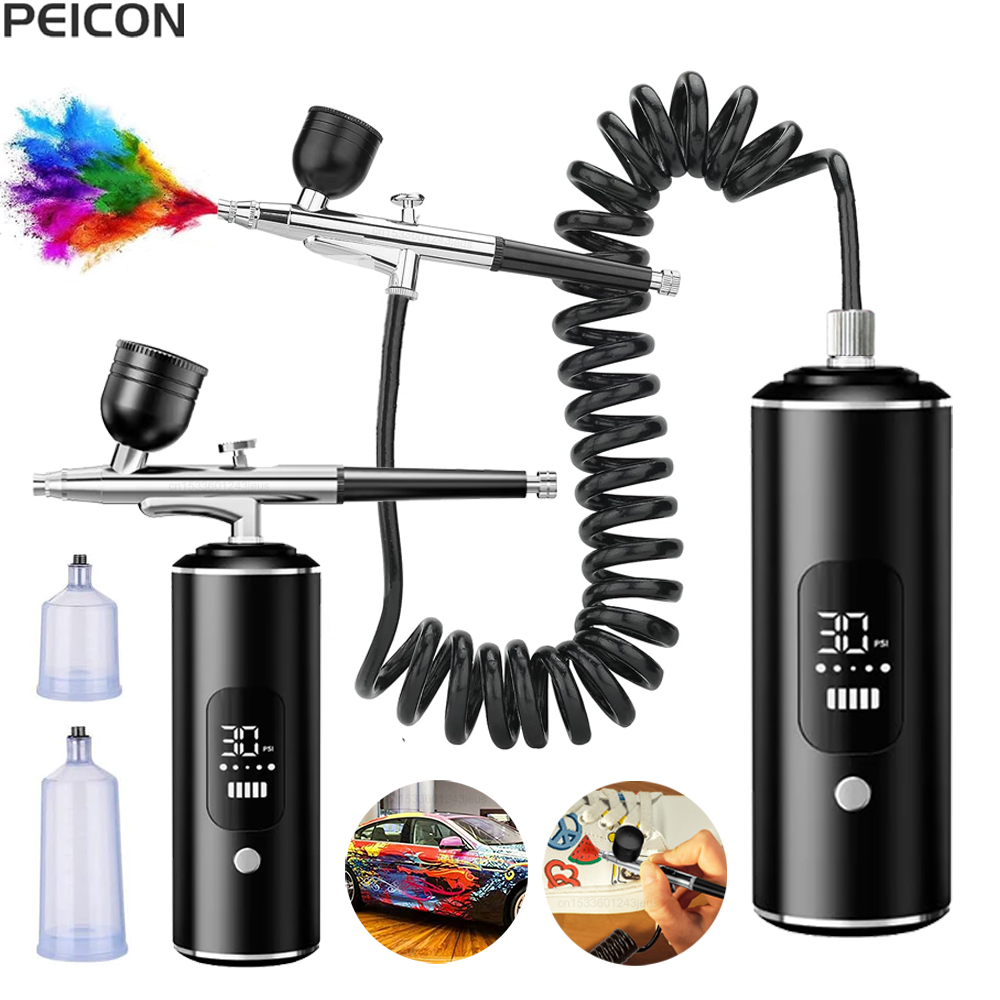 Airbrush พร้อมคอมเพรสเซอร์แบบพ - Airbrush Compressor Kit บทวิจารณ์และราคา