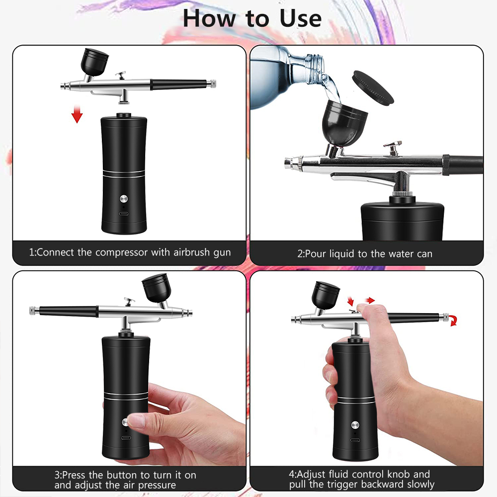 Airbrush เล็บคอมเพรสเซอร์ไร้สา - Airbrush Compressor Kit บทวิจารณ์และราคา