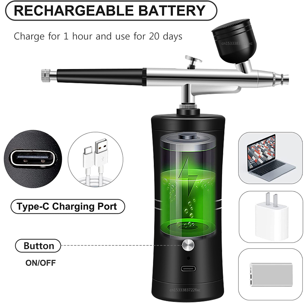 Airbrush เล็บคอมเพรสเซอร์ไร้สา - Airbrush Compressor Kit บทวิจารณ์และราคา