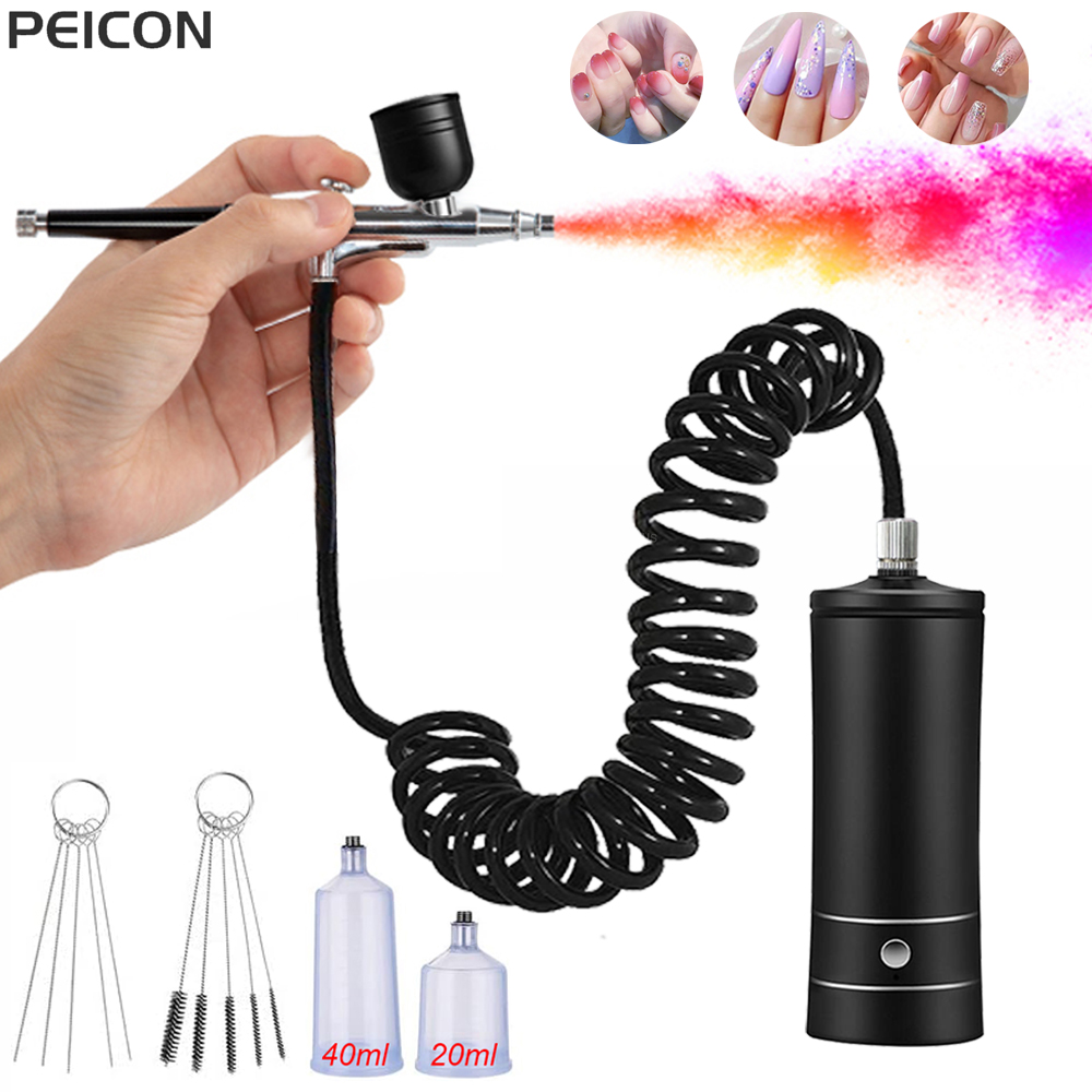 Airbrush เล็บคอมเพรสเซอร์แบบพก - Airbrush Compressor Kit บทวิจารณ์และราคา